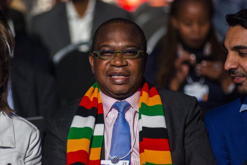 Mthuli Ncube, Zimbabwe’s finance minister, sits in the audience during a plenary session on day two of the 28th World Economic Forum (WEF) on Africa in Cape Town, South Africa, on Thursday, Sept. 5, 2019